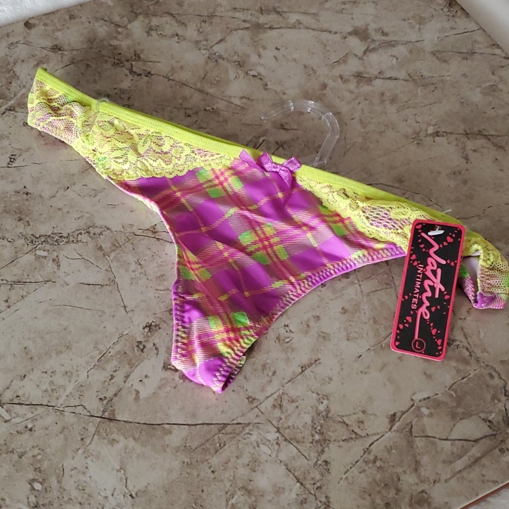 Multicolor Thong Panties w/Lace